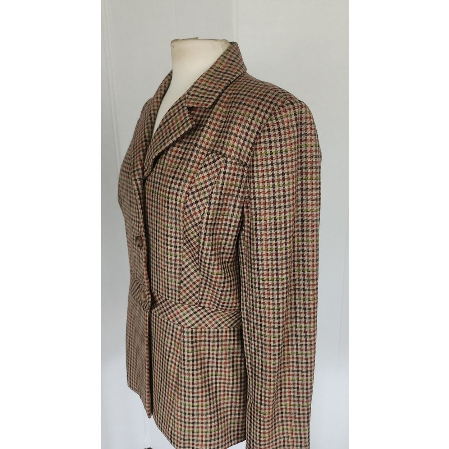Vintage 70s Bill Blass Wool Blazer Houndstooth Wool Jacket Neiman Marcus / L