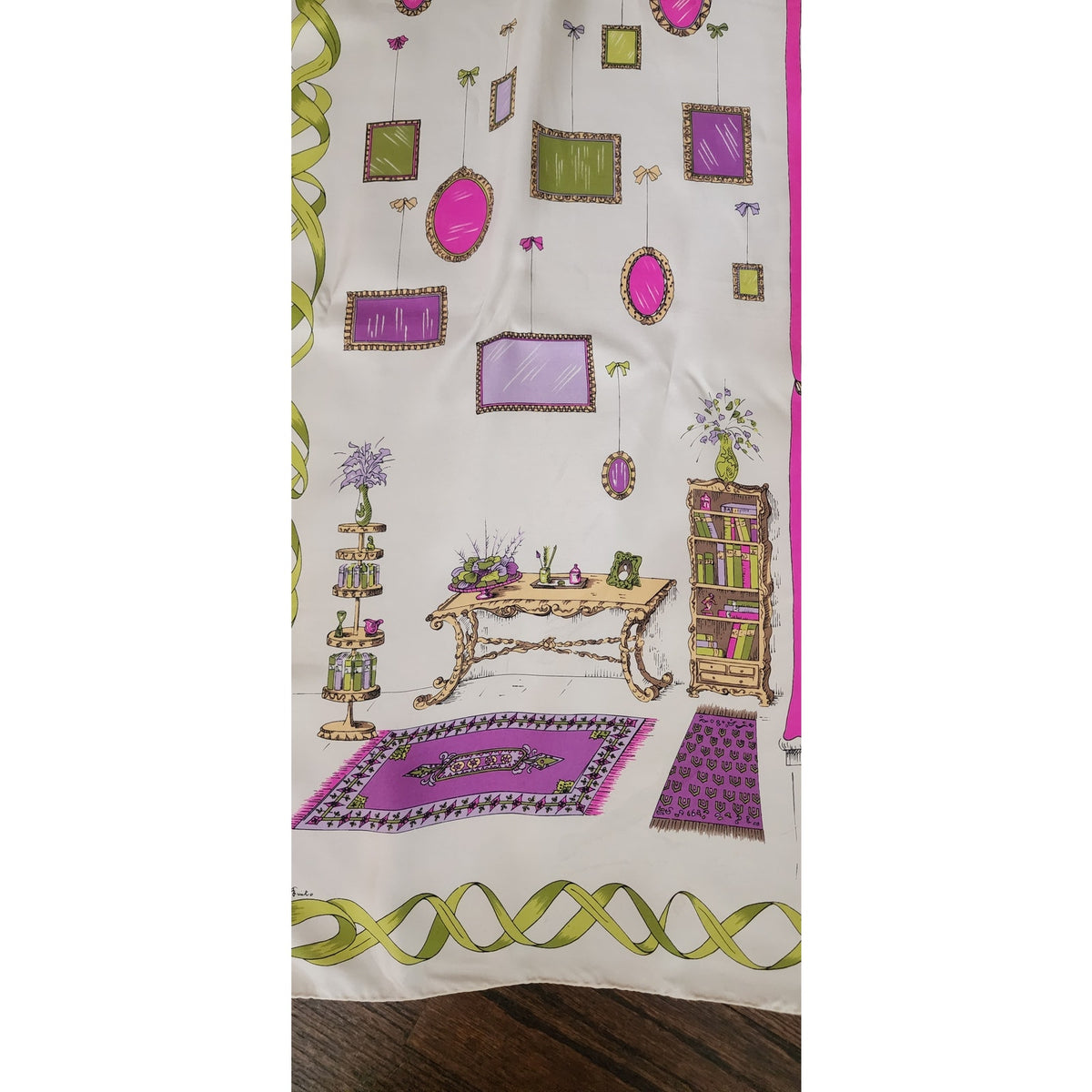 Vintage 1950s Emilio Pucci Scarf "Villa Toscana" 1957 Archival Documented Italian Interior Curtain Window Frames