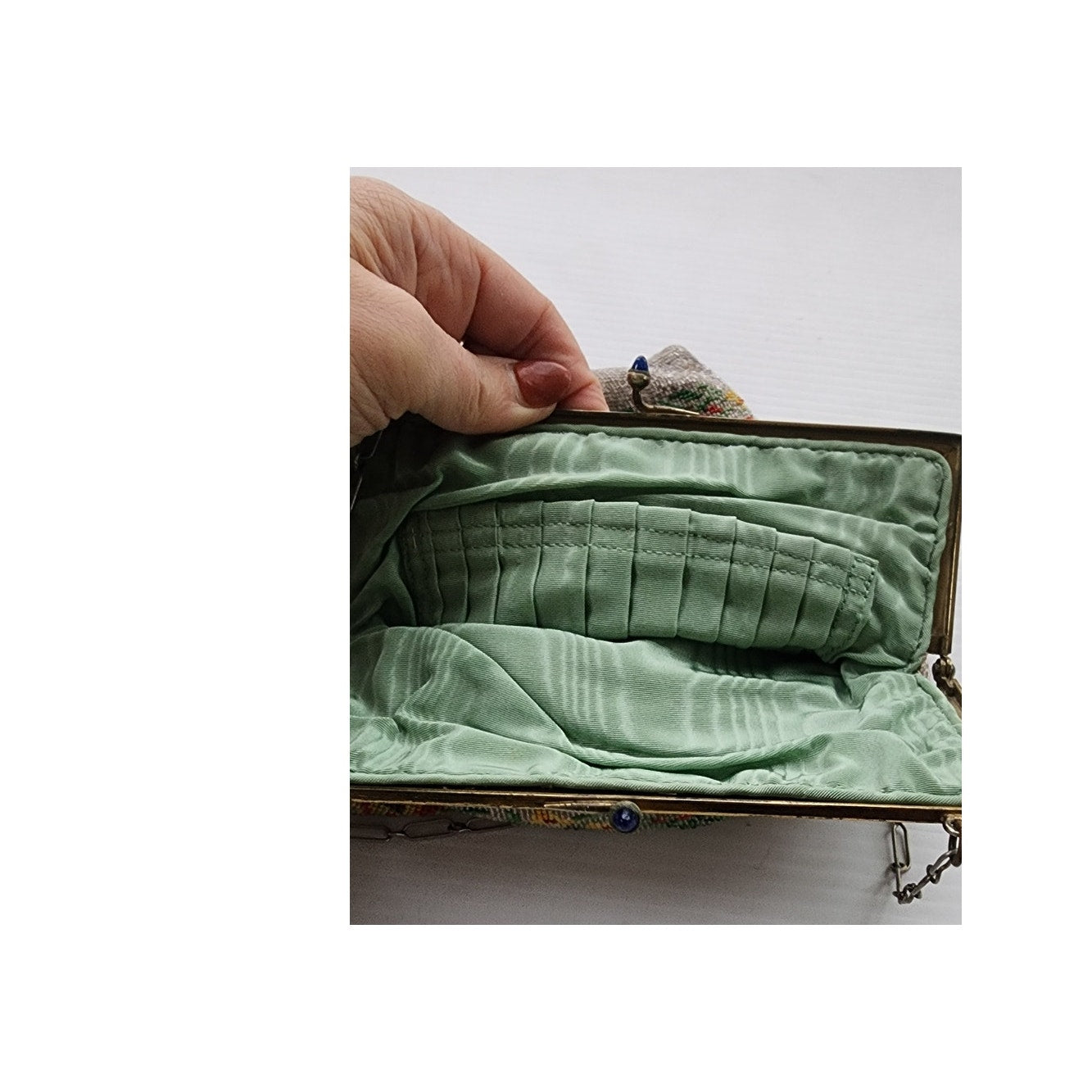 Antique 20s Beaded Bag Floral Pattern Art Nouveau