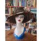 Vintage Y2K Oversized Hat Wide Brim Animal Print Feathers Handmade Chapeau Puccio