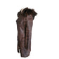 Vintage Y2K Brown Leather Parka Coat w/Fur Lined Hood & Shearling Liner Fitted S