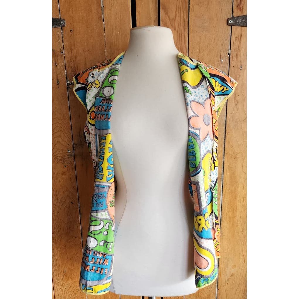 Vintage 60s Smock Top Pop Art Logo Novelty Print