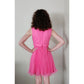 Vintage 60s Hot Pink Party Dress Pleated Skirt