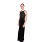 VTG 90s Y2K Aspeed Dress Black Velvet Rhinestone Studs Halter Maxi Gown Prom M