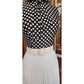 Vintage 70s Polka Dot Maxi Dress Black White Sleeveless + Pussycat Bow