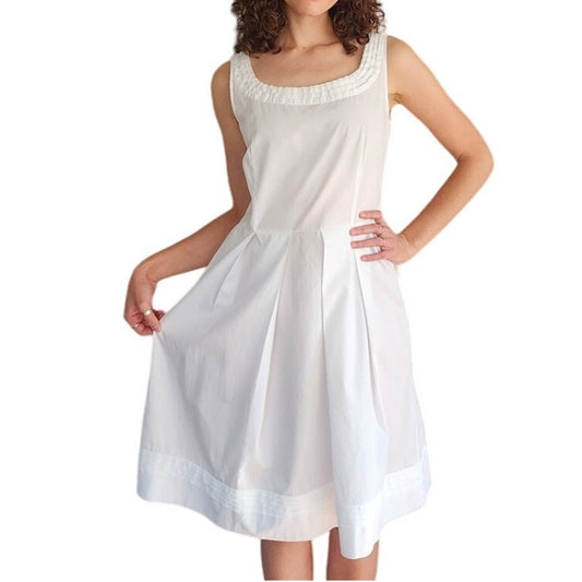 Vintage 2000s Miu Miu Sleeveless Dress in White Cotton