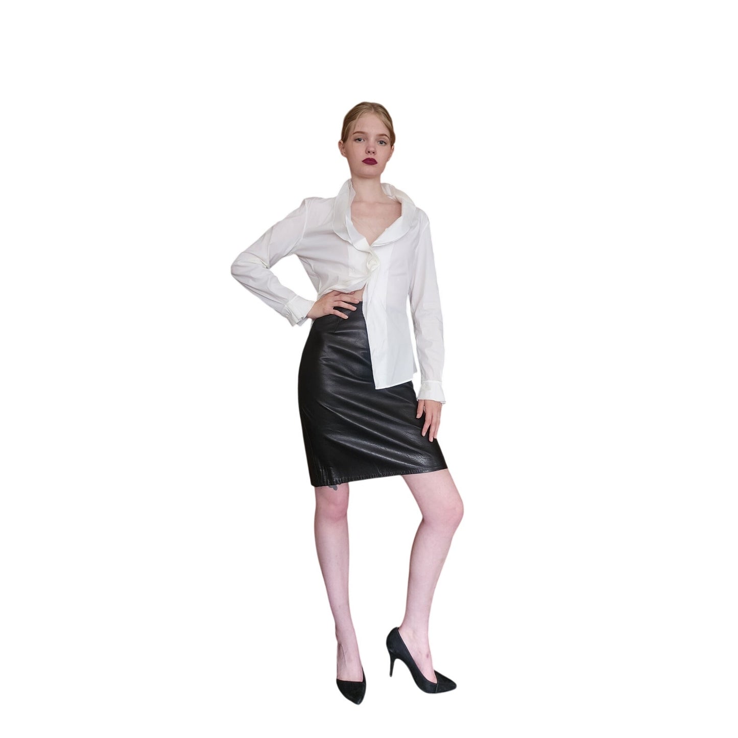 Vintage 90s Jil Sander White Structured Cotton Blouse Shirt Italian Size 40