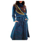 Vintage 1980s KOOS VAN DER AKKER Dress Blue Green Knit Floral Applique Gold Trim