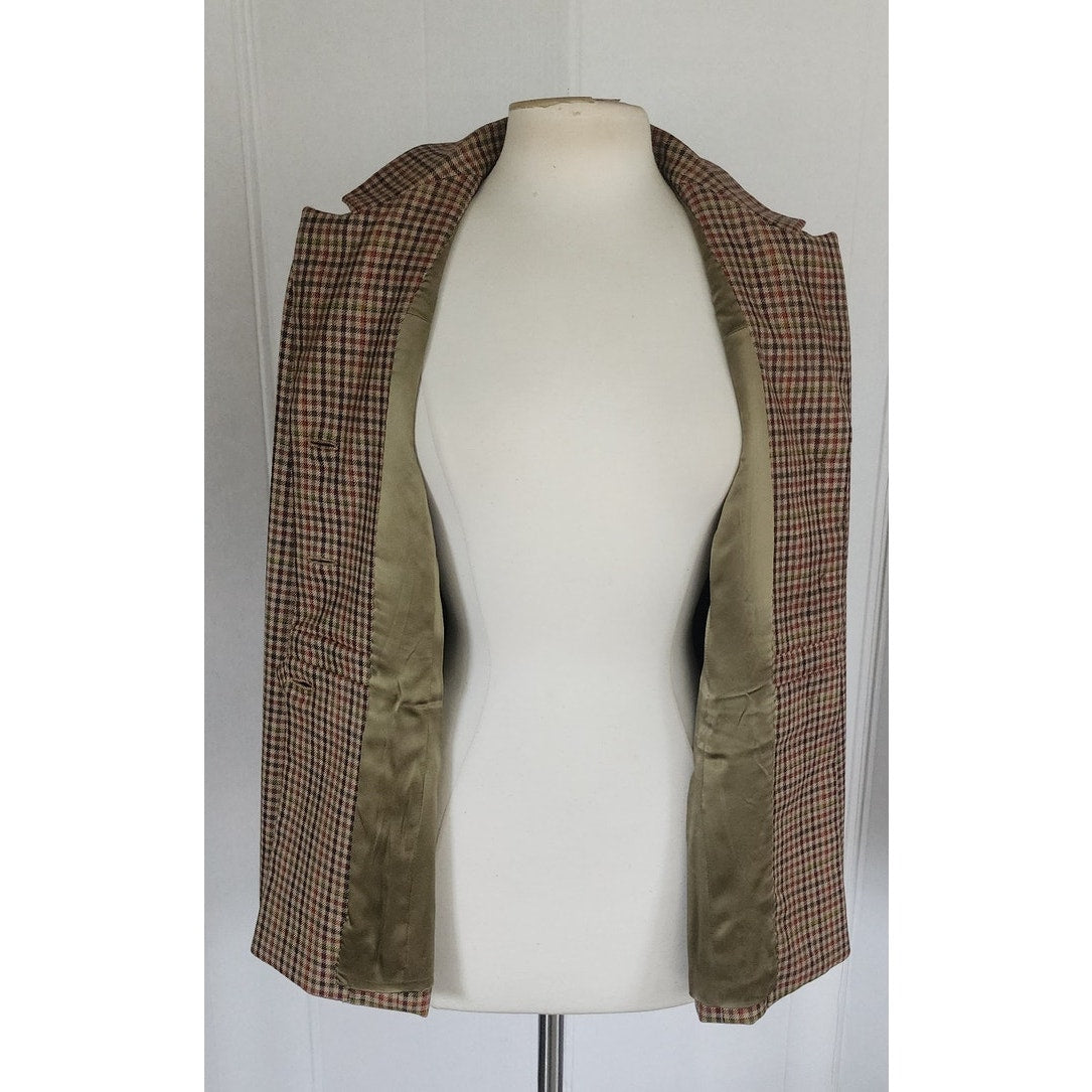 Vintage 70s Bill Blass Wool Blazer Houndstooth Wool Jacket Neiman Marcus / L