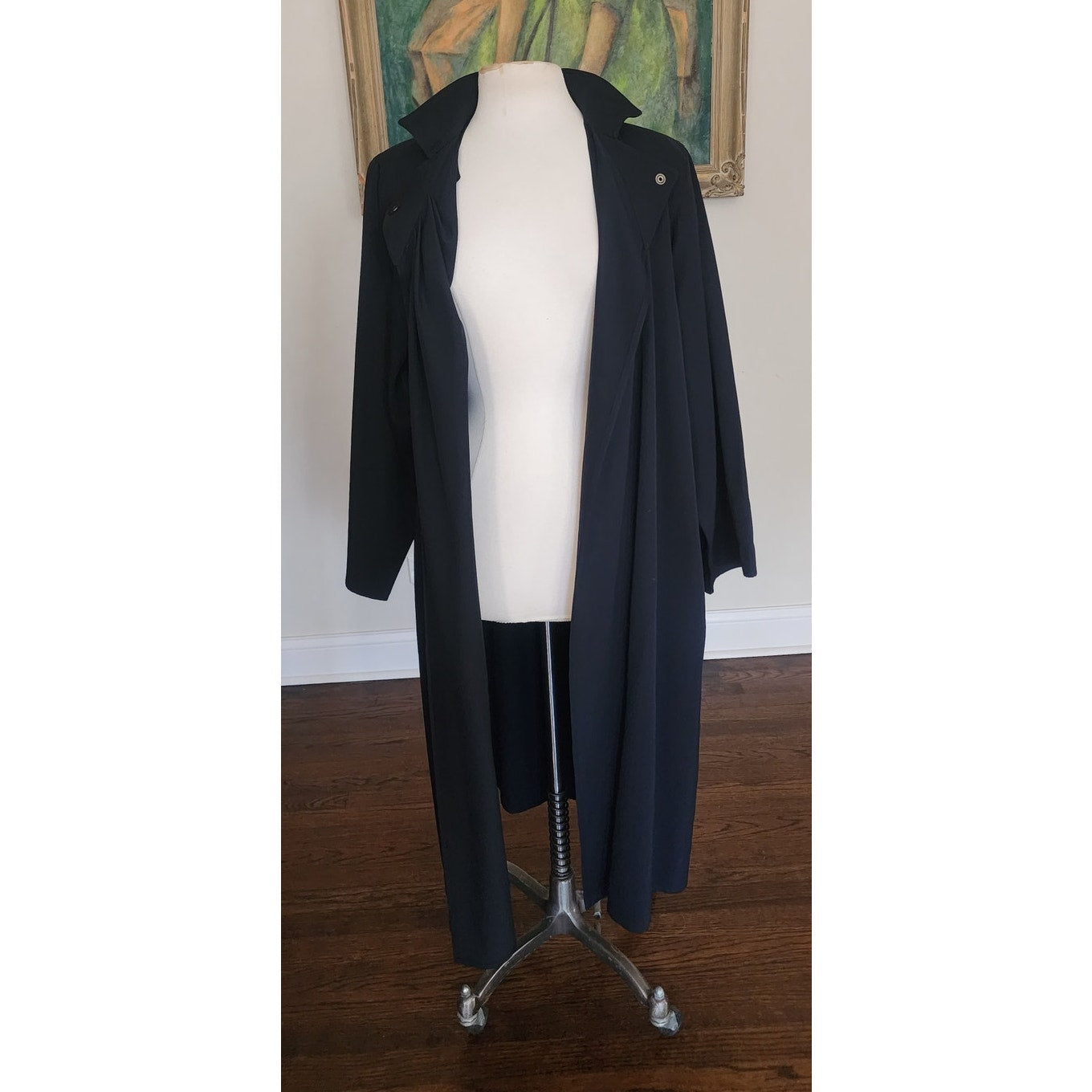 Vintage 1980s RAMOSPORT Coat Black Trench Raincoat Anne-Marie Beretta