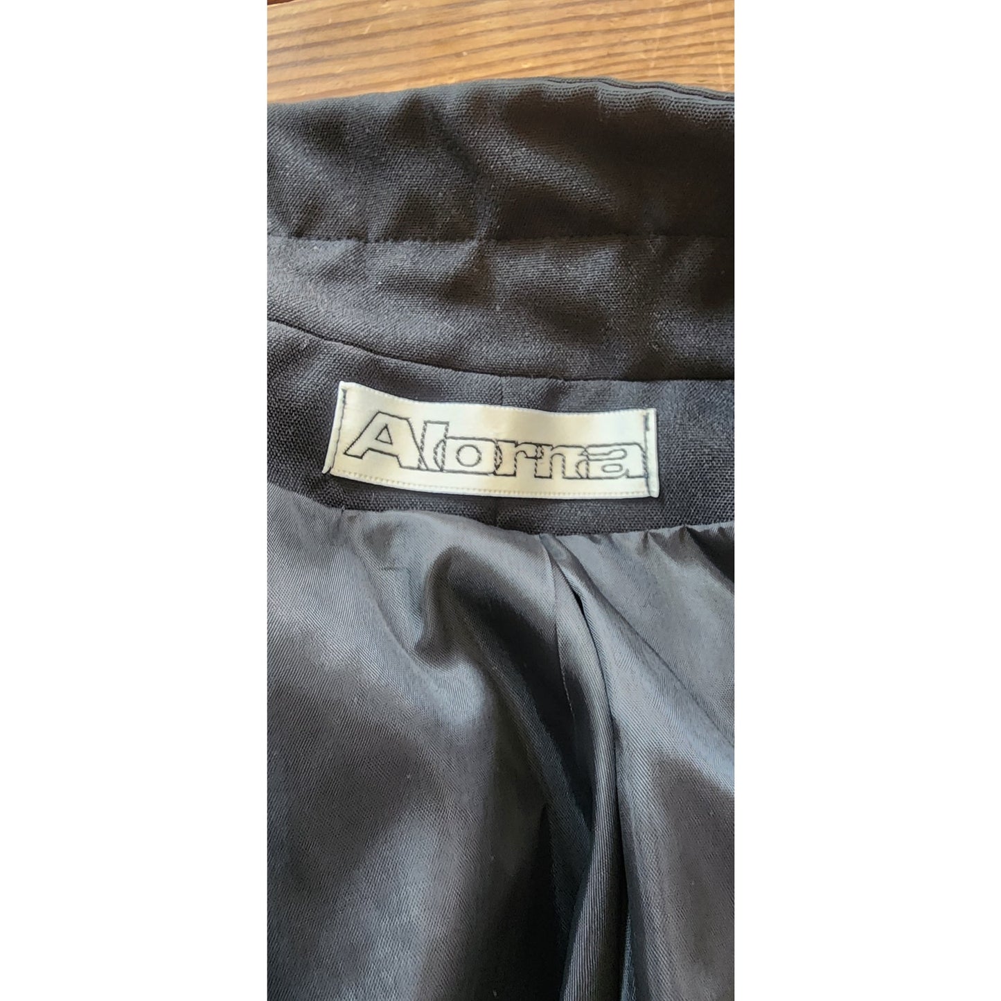 Vintage 1980s Alorna Spring Coat Gray w/Black Art Deco Style Trim / XL