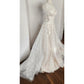 Casablanca Bridal Wedding Dress 2455 Mae Strapless Floral Lace Ivory w/Long Sheer Train Skirt NWT