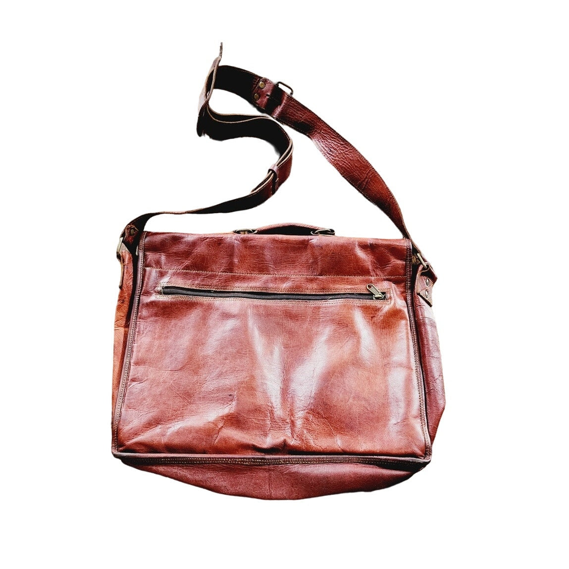 Vintage Brown Leather Messenger Bag Satchel