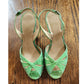 Vintage Stuart Weitzman Green Slingbacks Faux Snake Size 5W