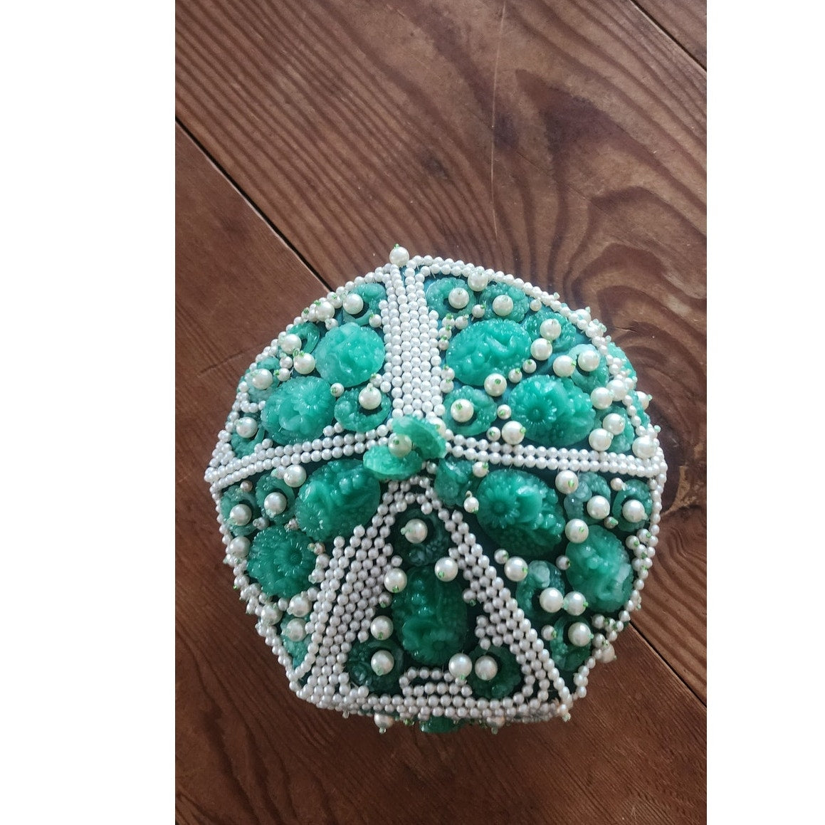 Vintage 1950s Green Beaded Cocktail Hat a la Bes-Ben
