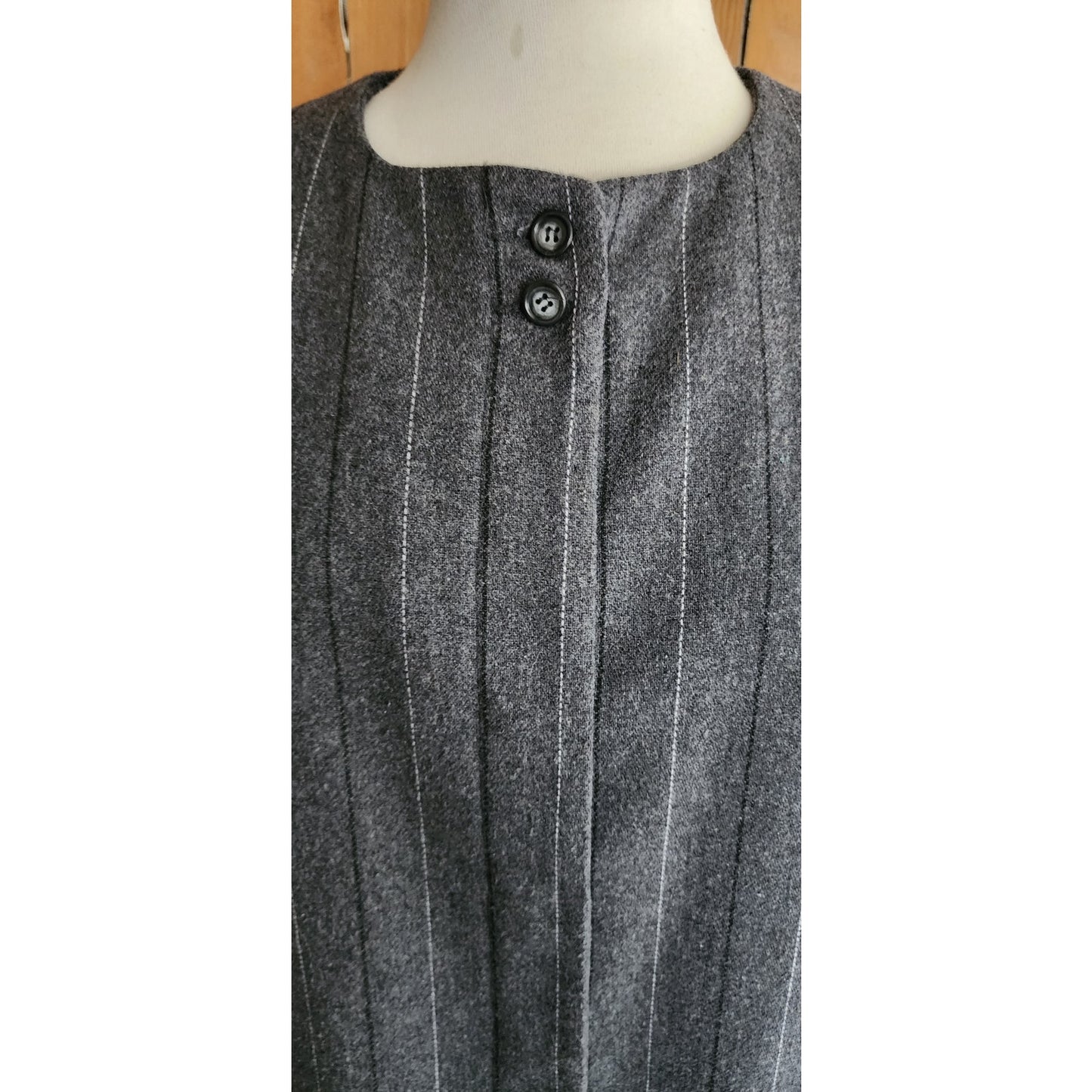 Vintage 80s Pinstriped Blazer Gray Wool Ashley Brooke