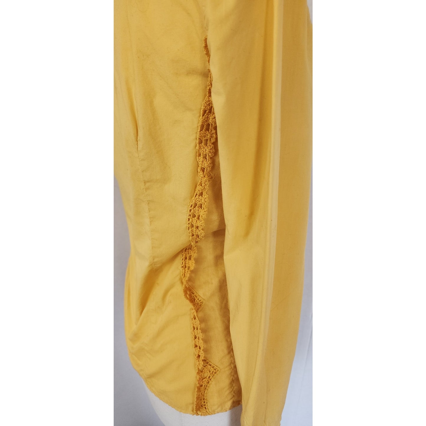 Vintage Yellow Shirt Button Down by Philosophy Alberta Ferretti w/ Crochet Trim Small