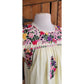 Vintage 60s Mexican Dress Floral Embroidery Pale Yellow