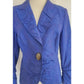 Vintage Escada Blue Blazer Printed Silk w/Agate Stone Button / L