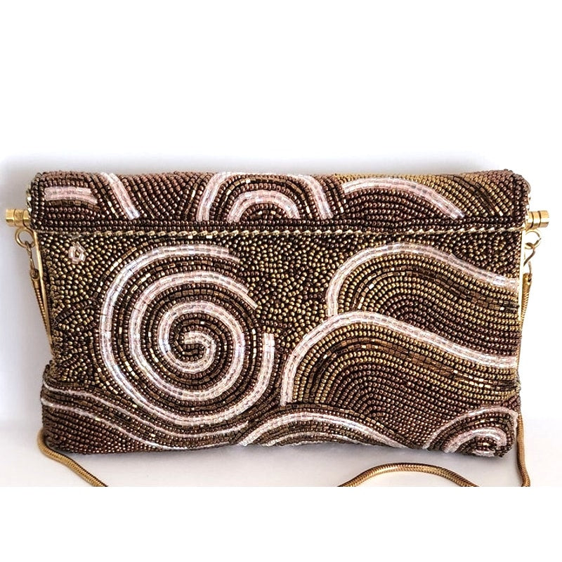 Vintage 50s Beaded Bag Brown Copper Ed B Robinson Art Deco Style