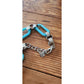 Vintage Y2K PONO by Joan Goodman Resin Chain Link Necklace Aqua Blue Silver Statement Italy