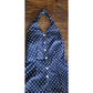 Vintage 70s Romper Polkadot Cotton Print Navy Blue White Halter Top Open Back Sz LARGE