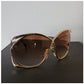Vintage 1970s 1980s Christian Dior 2056 Butterfly Sunglasses Gold Frame