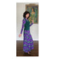 Vintage 70s Maxi Dress Purple & Green French Toile Print Baroque Rococo