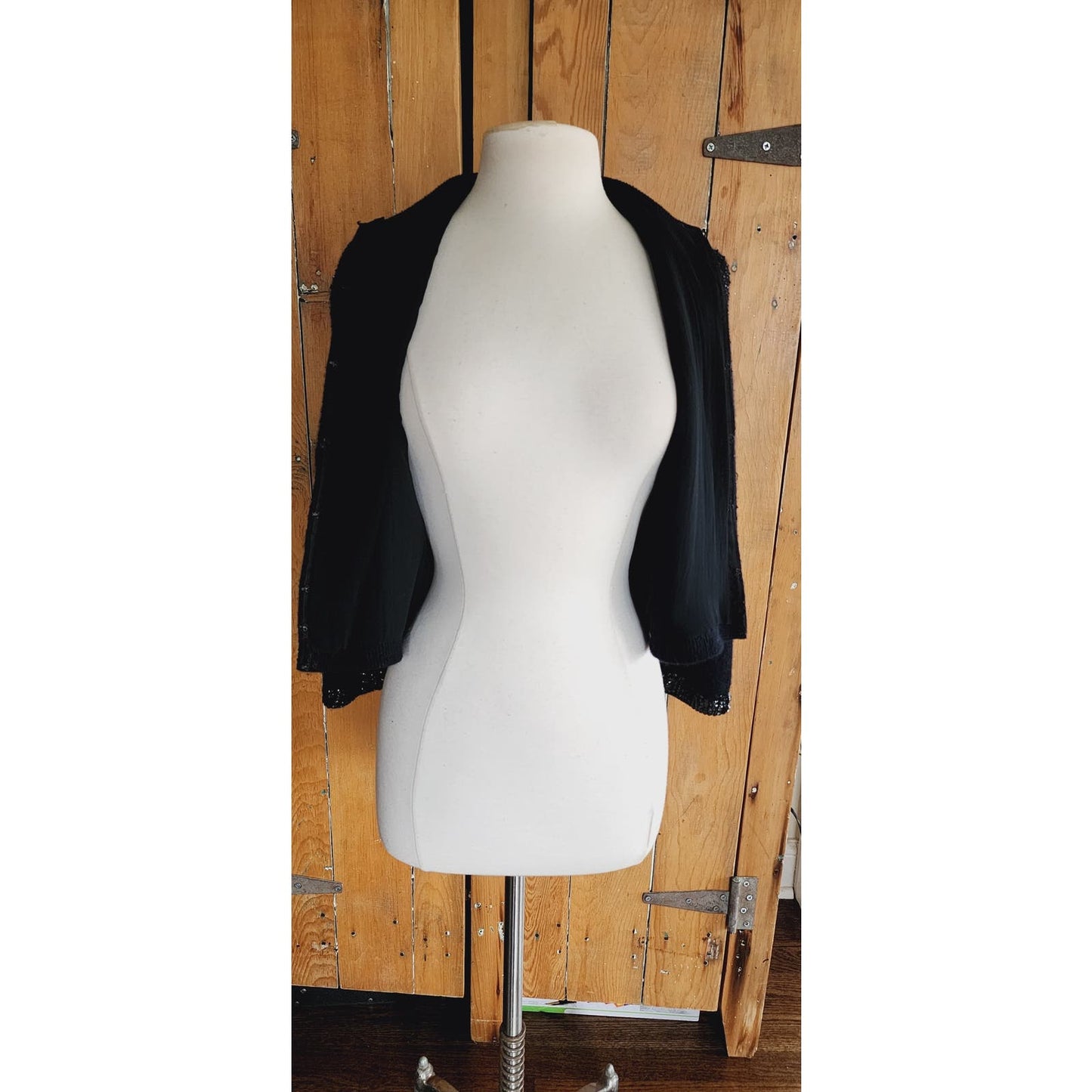 Vintage 50s Beaded Cardigan Black Angora Wool