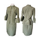 Oscar de la Renta Skirt Suit SS 2008 Green Silk Taffeta Peplum Blazer Bell Cuffs