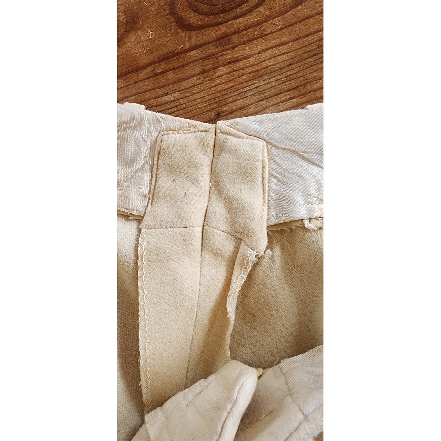 Vintage 30s Mens Pants Slacks Cream Wool 30x30