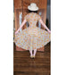 Vintage 40s Floral Print Short Sleeve Button Front Cotton Midi Day Dress w/Pockets Circle Skirt
