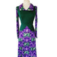 Vintage 70s Maxi Dress Purple French Toile Print & Hunter Green Jody California