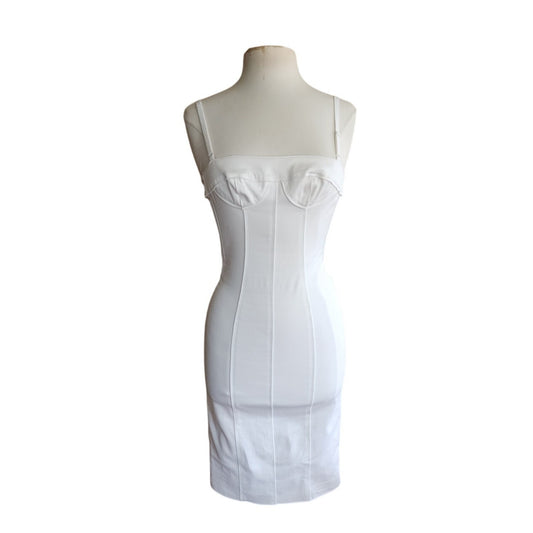 Vintage 2000s Dolce Gabbana Dress White Bustier Stretchy Cotton XS NWT