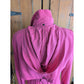 Vintage 80s Pink Silk Dress Long Sleeves Belt & Hood / S