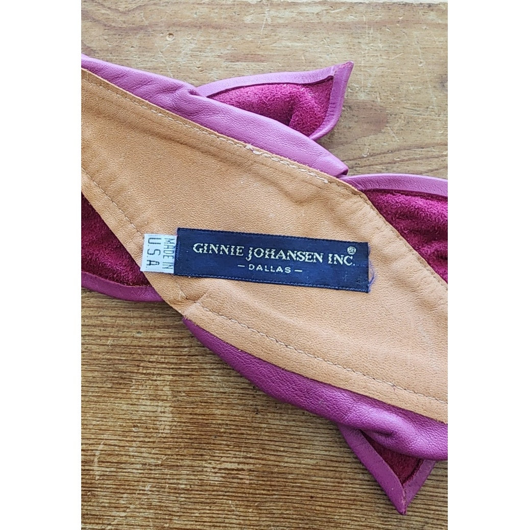 Vintage 80s Purple Leather Belt Bow Ginnie Johansen Dallas