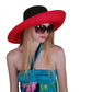 Vintage 1980s Kokin Hat Wide Brim Sun Straw Fuchsia Red Black Summer Oversized