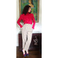 Vintage 80s Fuschia Blouse Ruffled Front Shirt 1 Park Ave