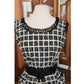 Vintage 50s Cotton Print Dress Black White Check Belted / M to L