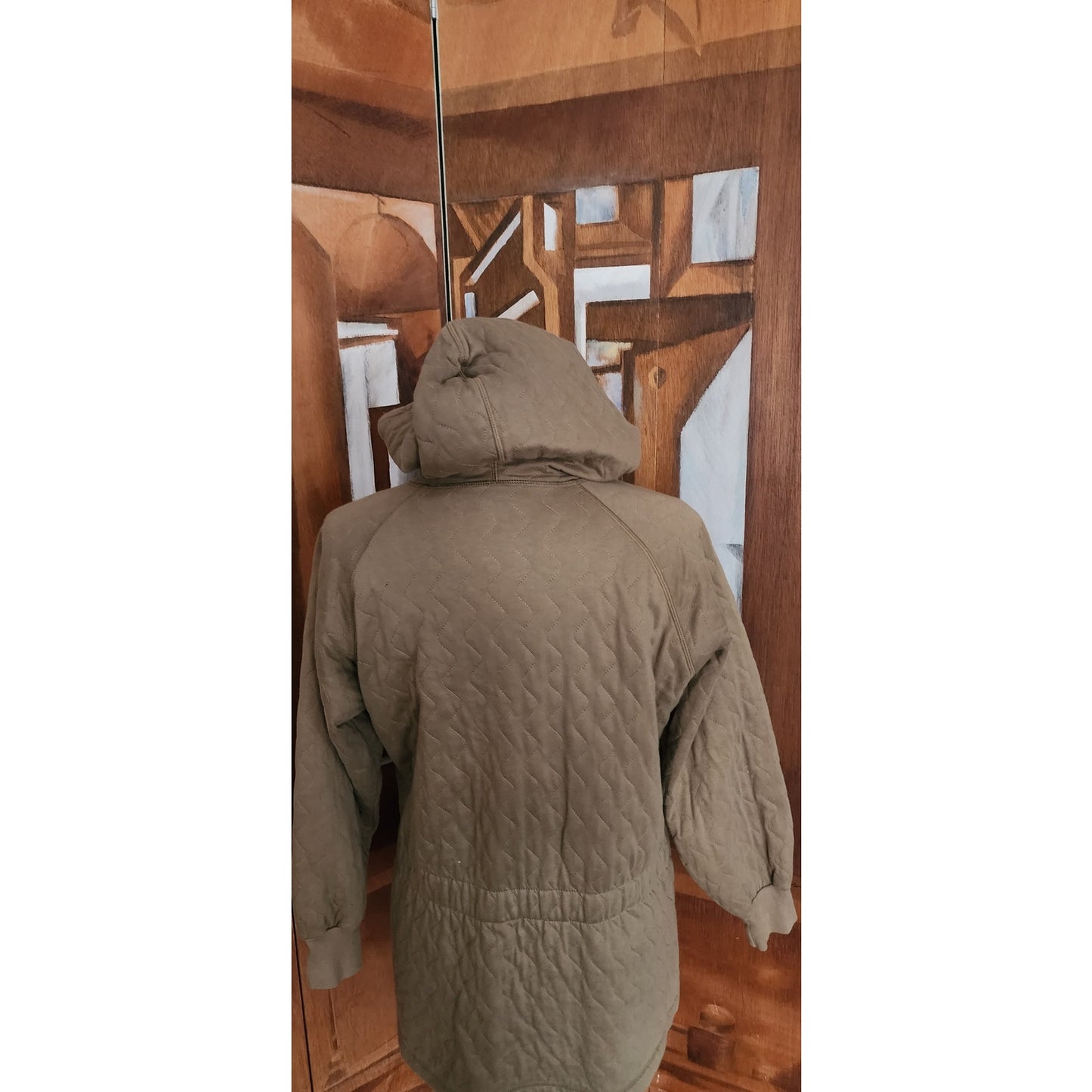 Vintage Sonia Rykiel 90s Quilted Hooded Jacket Brown Mid-Length / M