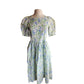 Vintage 80s Laura Ashley Floral Print Dress Blue Green White Cotton