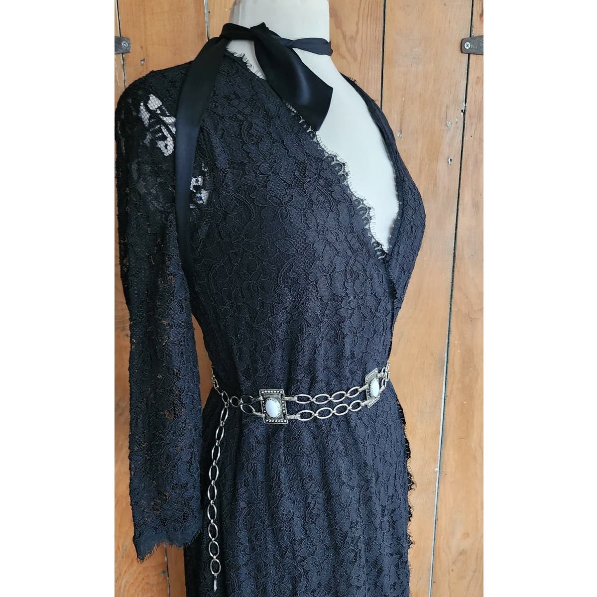 Vintage 60s Chain Belt Silver Link White Enamel