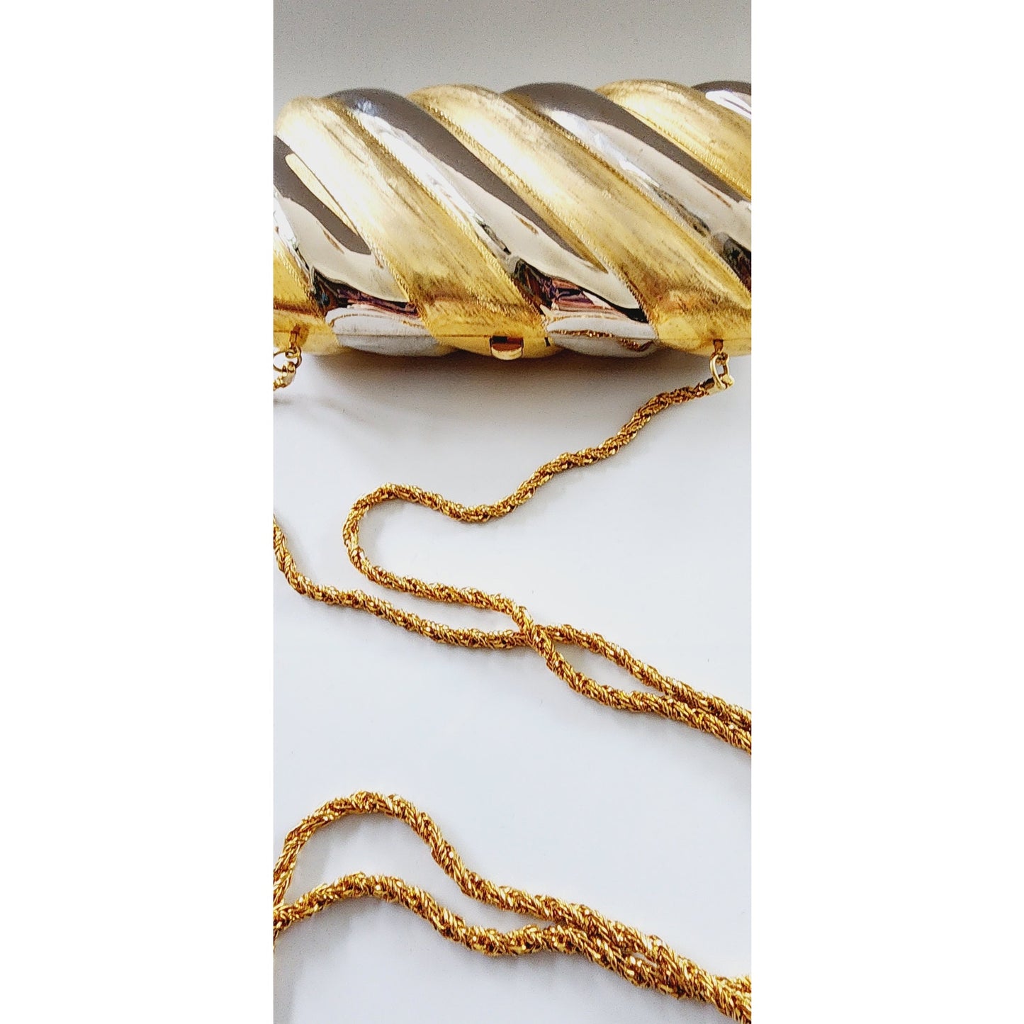 Vintage 80s Metallic Bag Gold Silver Mini Purse Minaudiere Clutch