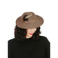 Vintage 1970s Brown Wool Ladies Hat w/Feather Wide Brim