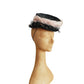 Vintage 1940s Tilt Top Boater Hat Black Straw & Pink Trim