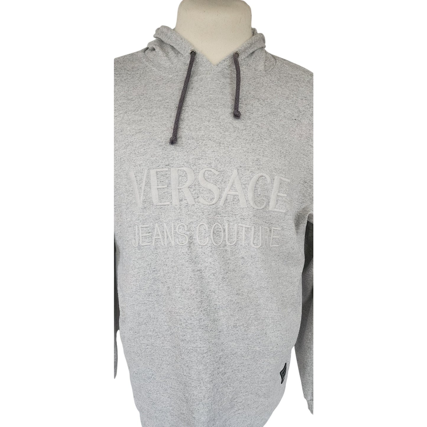 Vintage 90s MENS Versace Jeans Couture Gray Hoodie Long Sleeved Top Shirt XL