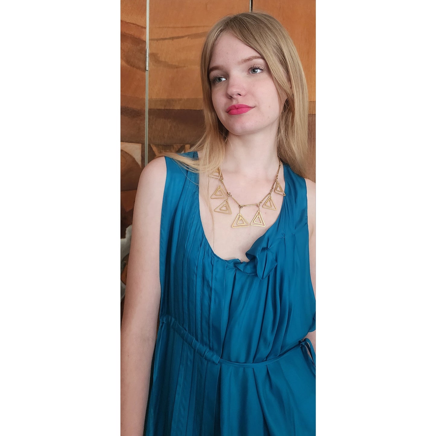 Vintage 2000s Chloe Party Dress Sleeveless Blue Silk Asymmetrical Tie NEW w/Tags