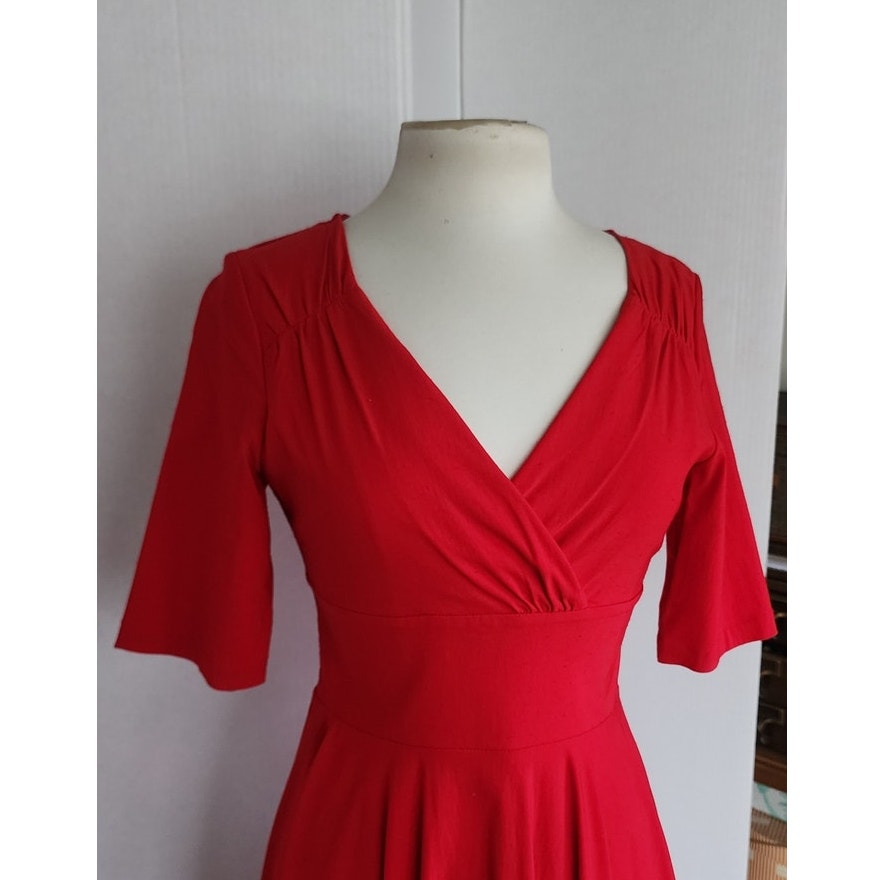 COLLECTIF Trixie Doll Swing Dress Retro Red 50s Style Rockabilly Dancing / M