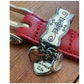 Vintage 1990s Brighton Belt Red Leather Silver Heart Charms Love Gratitude Passion