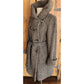 Vintage Y2K Houndstooth Coat Gray Herringbone Wool Large Collar Ellen Tracy / M